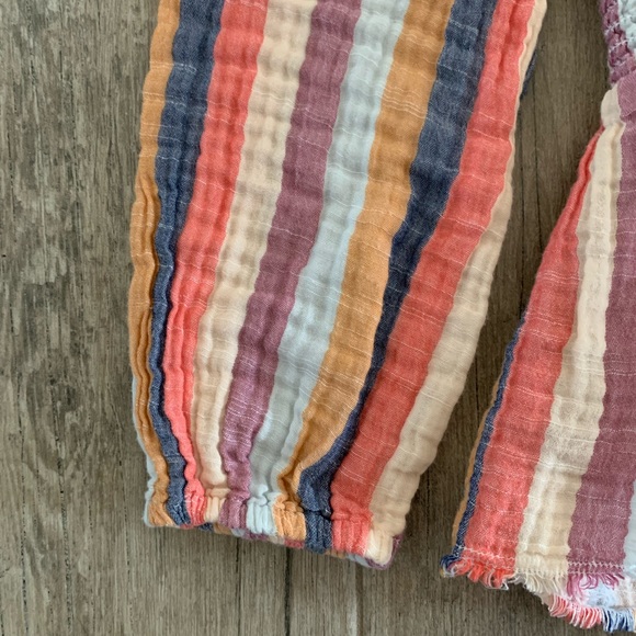 TRUE CRAFT Striped Peplum High Low V-Neck Knot Long Sleeve Top Women’s Size S/M - Picture 3 of 9